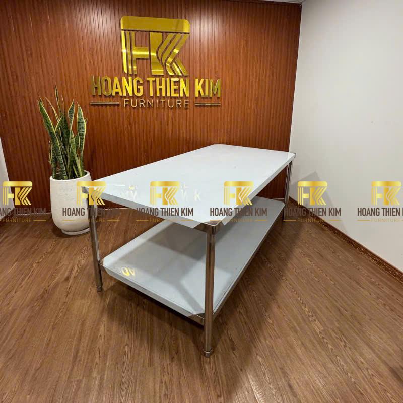 Bàn 2 tầng inox 304 chân tròn Bàn 2 tầng inox 304 chân tròn