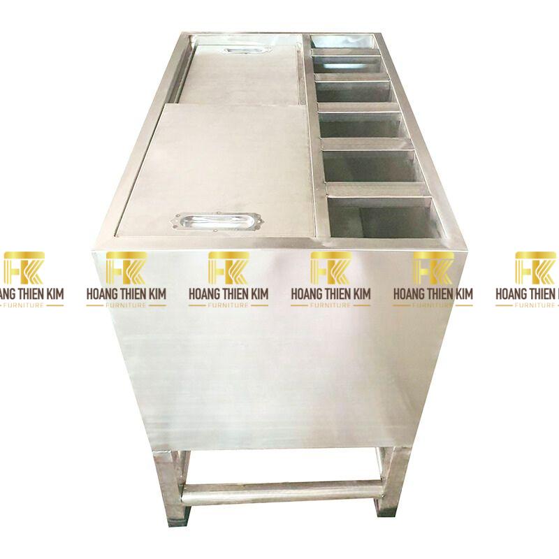 thung da inox khung chan co khay topping