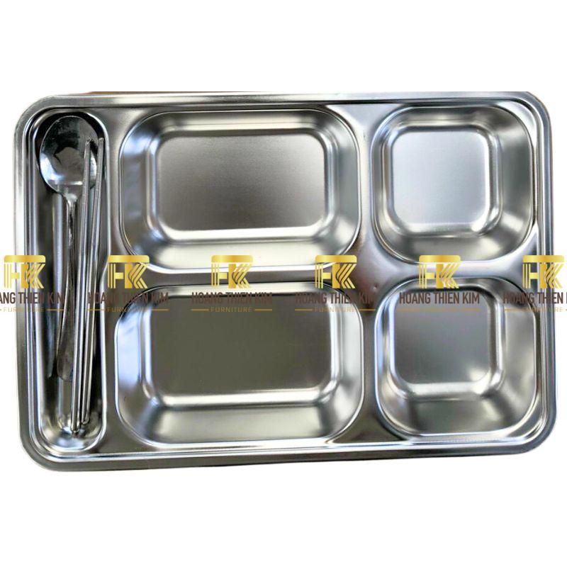 khay inox 201 o dua 4 ngan sau 33x23x45cm