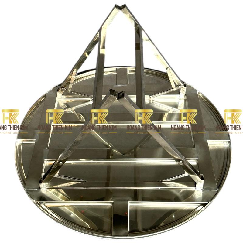 Bàn tròn inox 1m2 chân gấp gọn new Bàn tròn inox 1m2 chân gấp gọn new