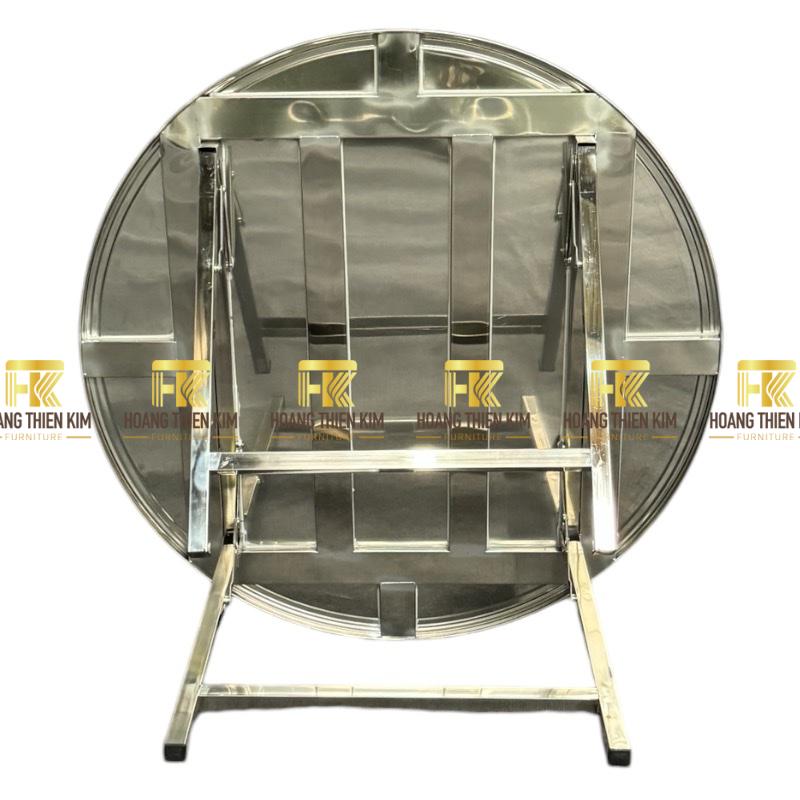 Bàn tròn 1m4 inox 304 chân gấp gọn Bàn tròn 1m4 inox 304 chân gấp gọn