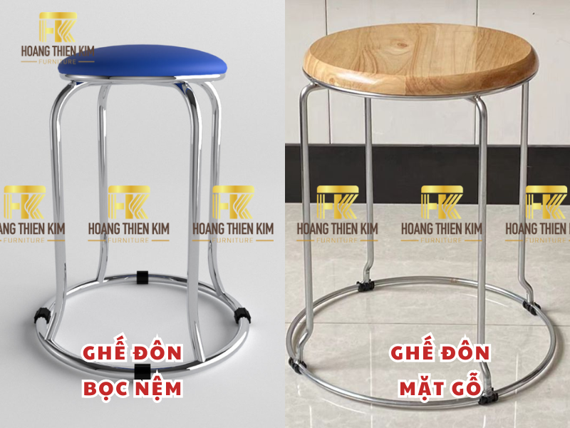 Ghế đôn inox kết hợp nệm, da, gỗ hiện đại và tiện nghi