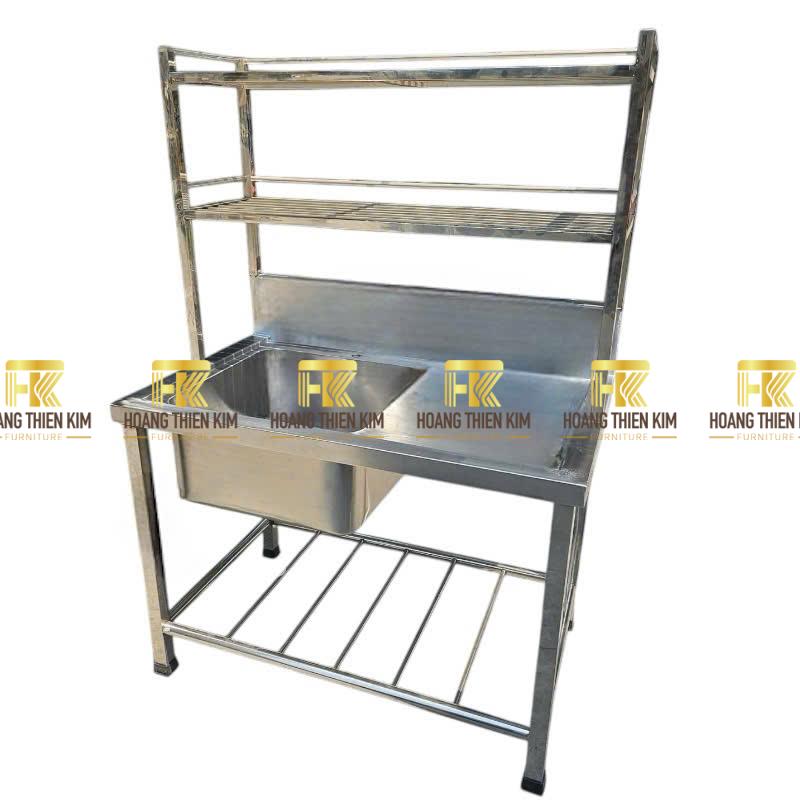 Chậu rửa đơn có bàn chờ và kệ trên