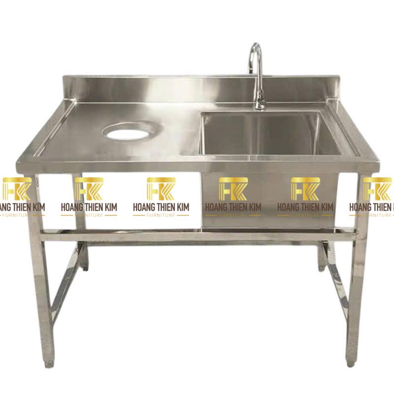 Chậu rửa 1 hộc inox có cánh chờ và lỗ xả rác