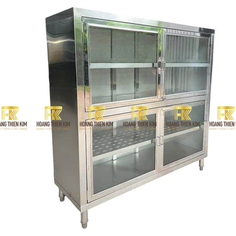 Tủ 4 cánh kính inox 304 Tủ 4 cánh kính inox 304