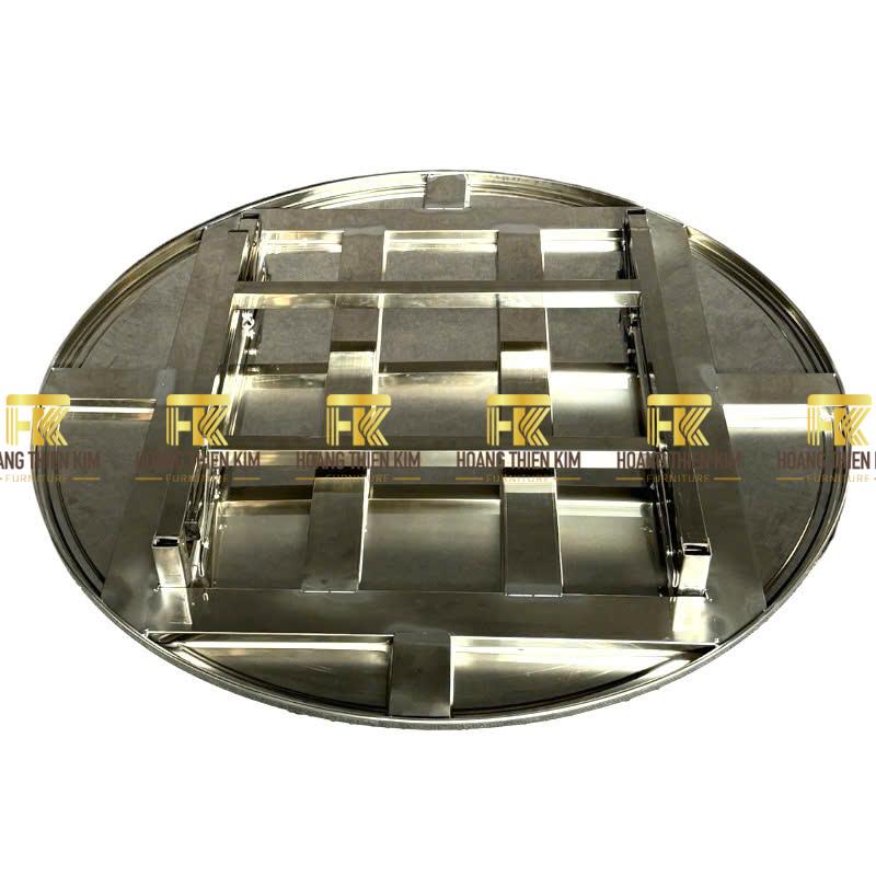 Bàn tròn inox 1m2 hàng dày chân gấp gọn new