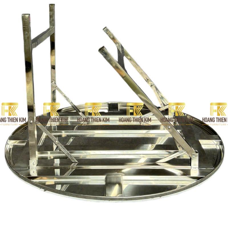 Bàn tròn inox 1m2 hàng dày chân gấp gọn new Bàn tròn inox 1m2 hàng dày chân gấp gọn new