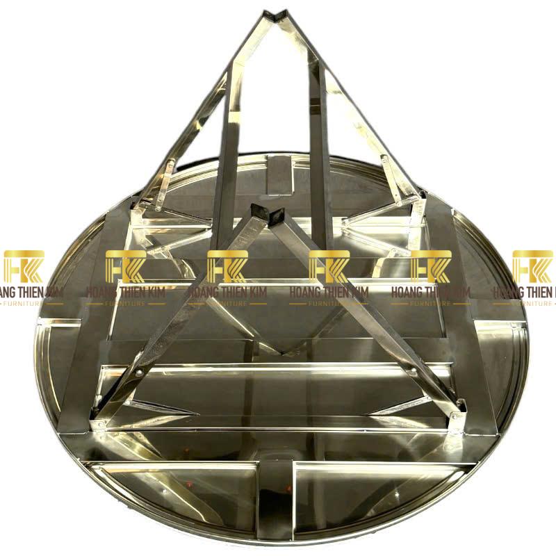 Bàn tròn inox 1m2 hàng dày chân gấp gọn new Bàn tròn inox 1m2 hàng dày chân gấp gọn new