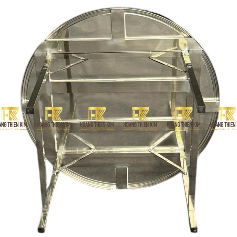 Bàn tròn inox 1m2 hàng dày chân gấp gọn new Bàn tròn inox 1m2 hàng dày chân gấp gọn new