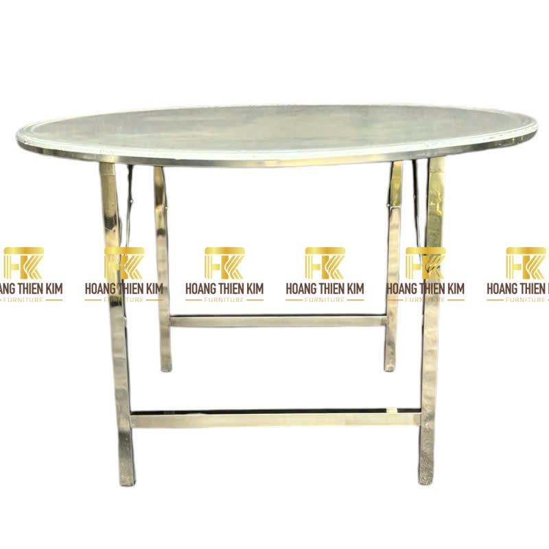 Bàn tròn inox 1m2 hàng dày chân gấp gọn new Bàn tròn inox 1m2 hàng dày chân gấp gọn new