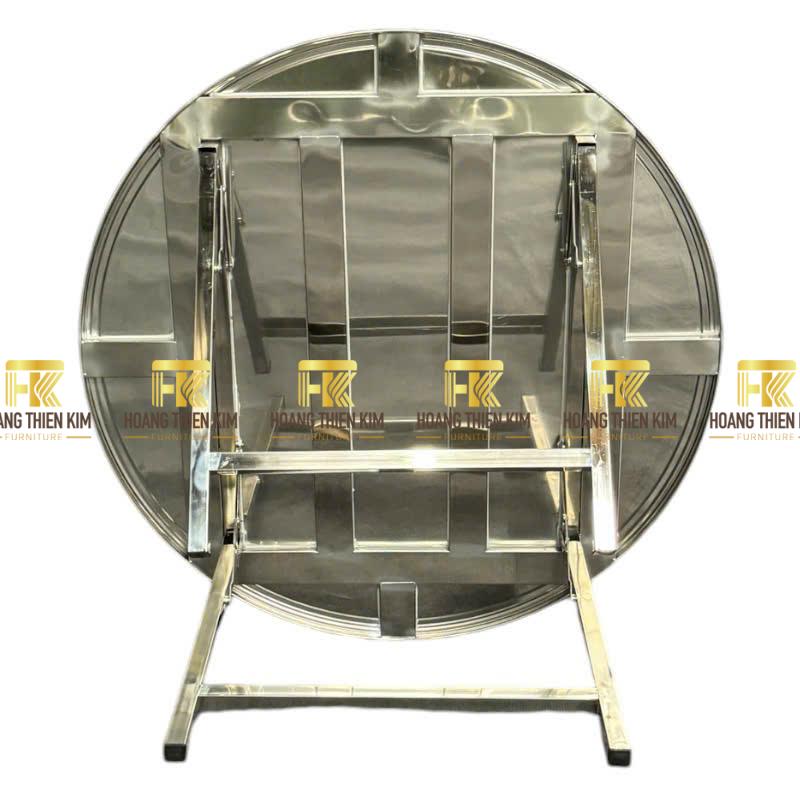 Bàn tròn inox 1m2 hàng dày chân gấp gọn new Bàn tròn inox 1m2 hàng dày chân gấp gọn new