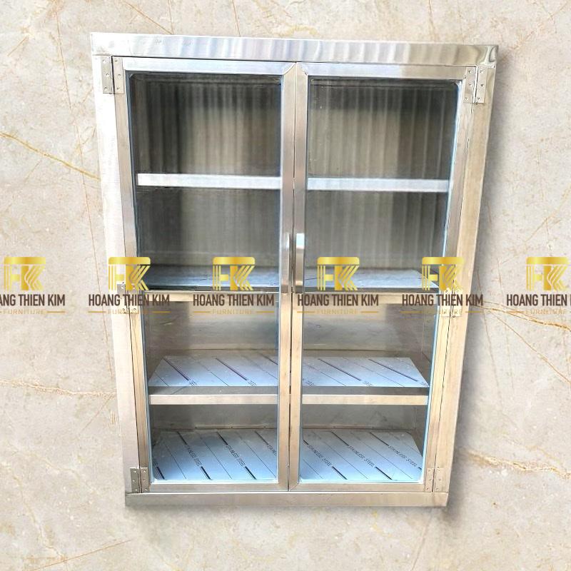 Tủ bếp 2 cánh kính inox 304