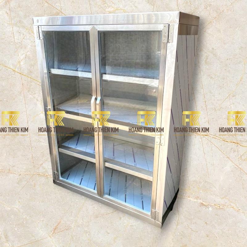 Tủ bếp 2 cánh kính inox 304