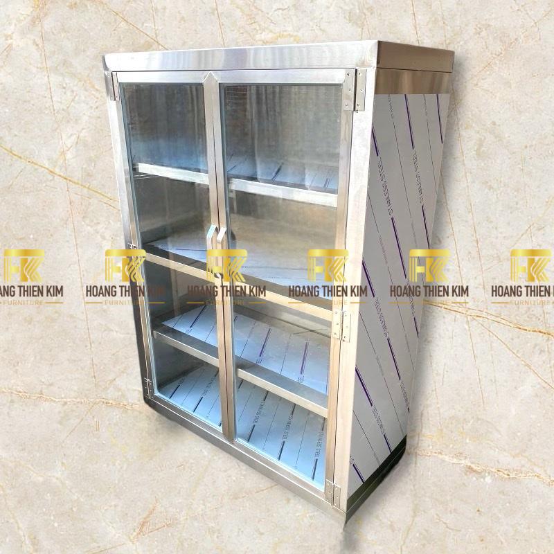 Tủ bếp 2 cánh kính inox 304 Tủ bếp 2 cánh kính inox 304