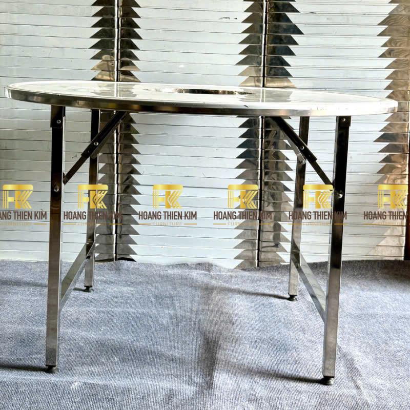 Bàn tròn inox có khoét lỗ lò nướng Bàn tròn inox có khoét lỗ lò nướng