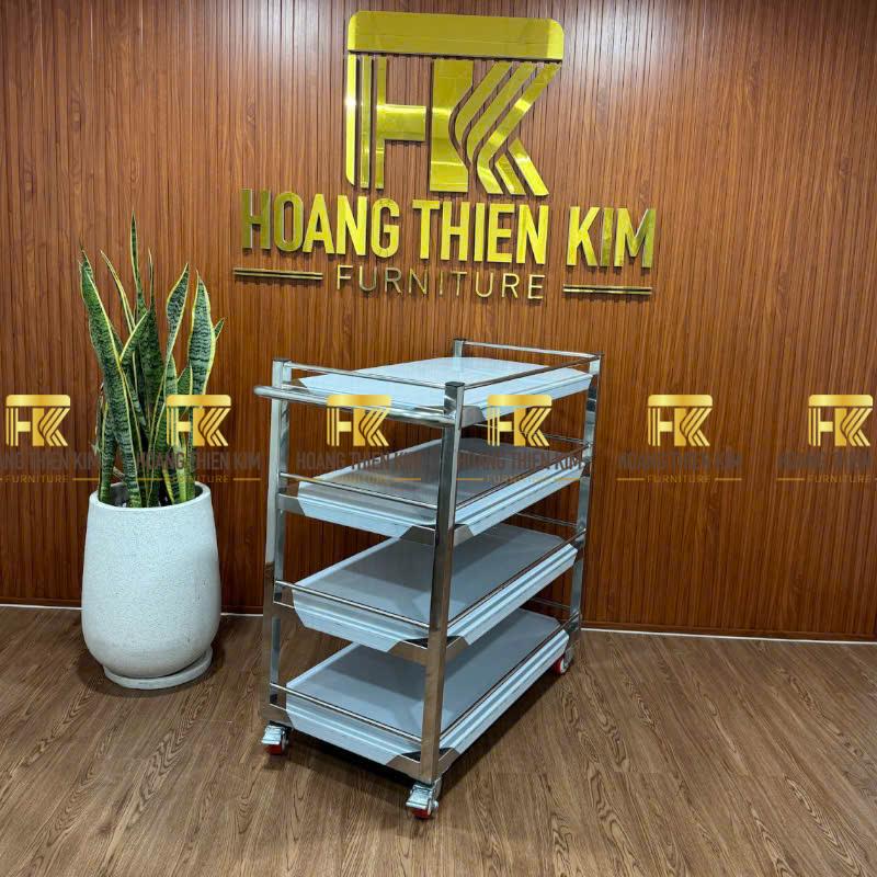 Xe đẩy 4 tầng inox 304 Xe đẩy 4 tầng inox 304