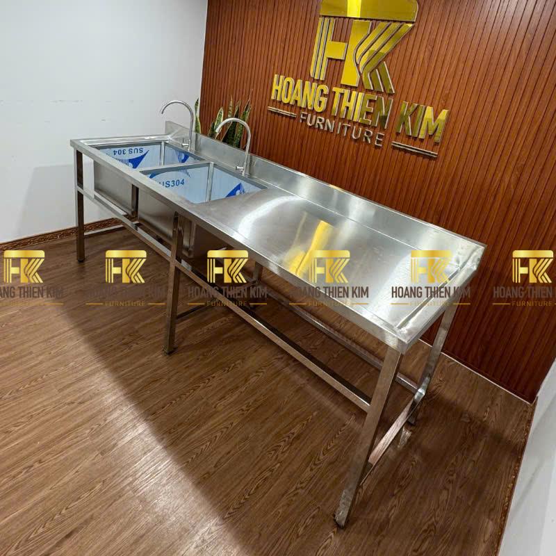 Bàn 2 hộc chậu inox 304