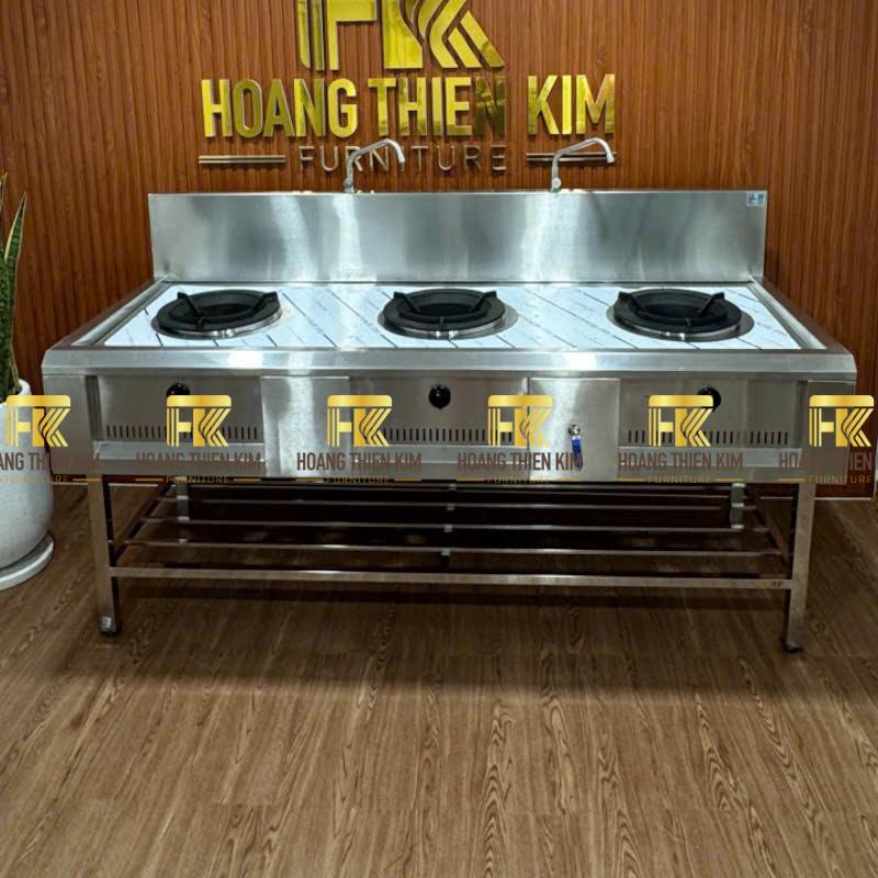 Bếp á công nghiệp 3 họng inox 304 có nan dưới