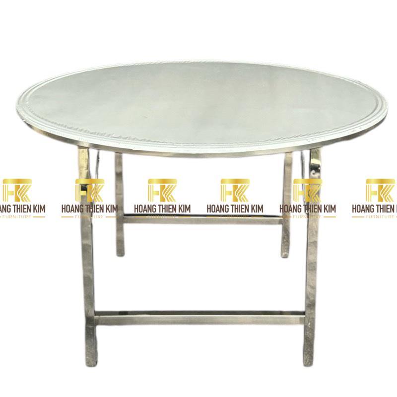 Bàn tròn 1m5 inox 304 chân xếp gấp gọn Bàn tròn 1m5 inox 304 chân xếp gấp gọn