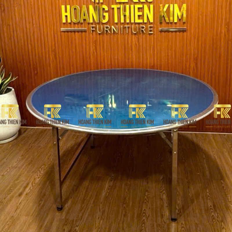 Bàn tròn 1m5 inox 430 chân xếp gấp gọn Bàn tròn 1m5 inox 430 chân xếp gấp gọn
