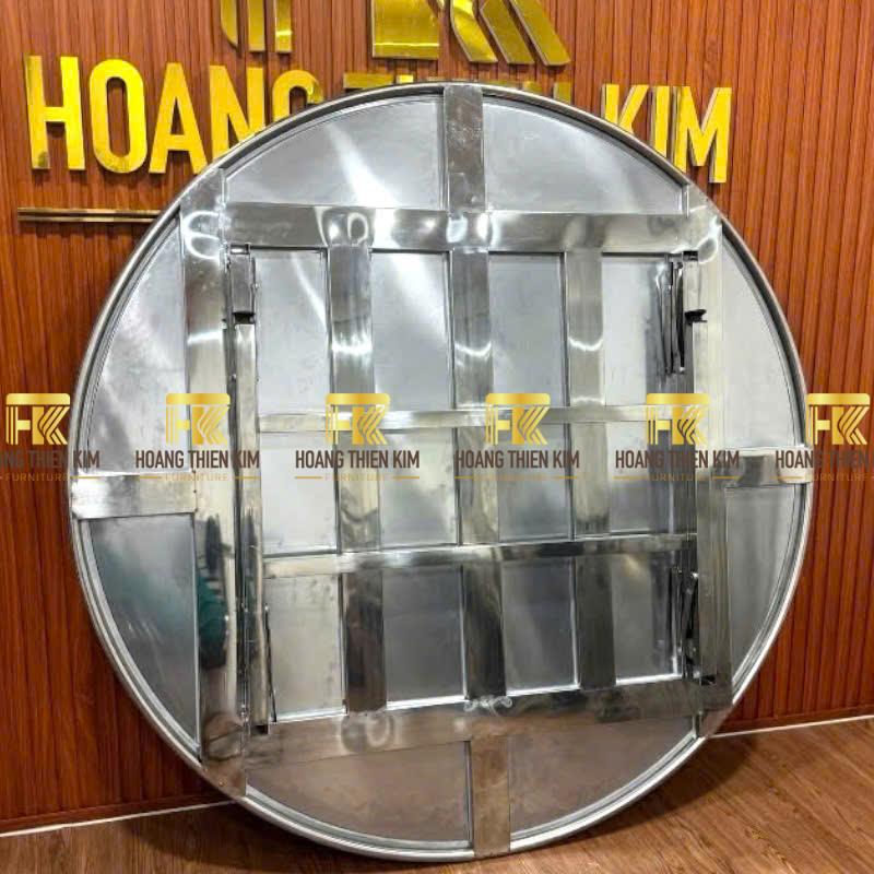 Bàn tròn 1m5 inox 430 chân xếp gấp gọn Bàn tròn 1m5 inox 430 chân xếp gấp gọn