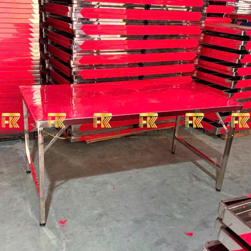 Bàn chữ nhật D1500 x R750 x C750mm chân xếp thái
